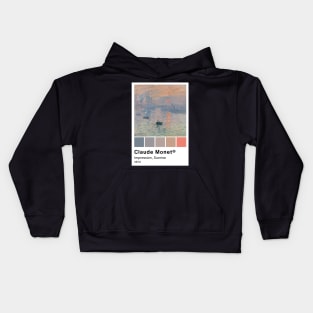 Claude Monet - Impression Sunrise - Pantone Color swatch, Art Paintings Art history Kids Hoodie